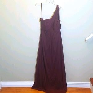 Plum Floor Length One Shoulder Dress